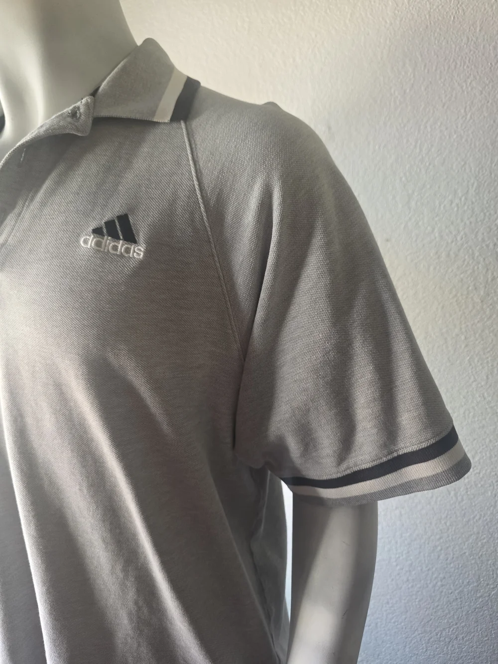 adidas Men's Light Gray Polo with Dark Gray Trim